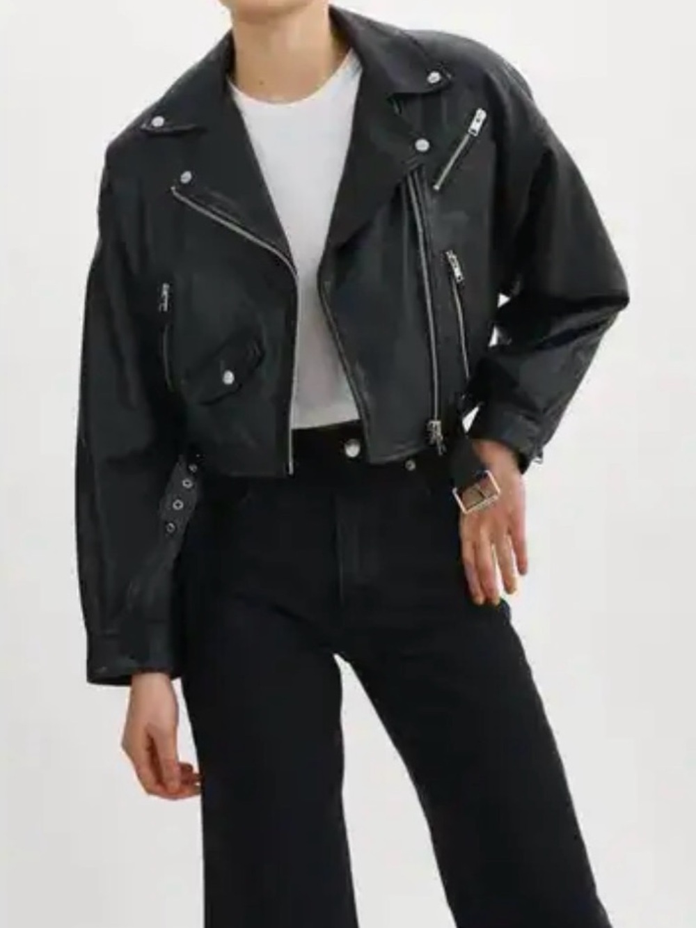 Lamarque Black Leather Biker Jacket